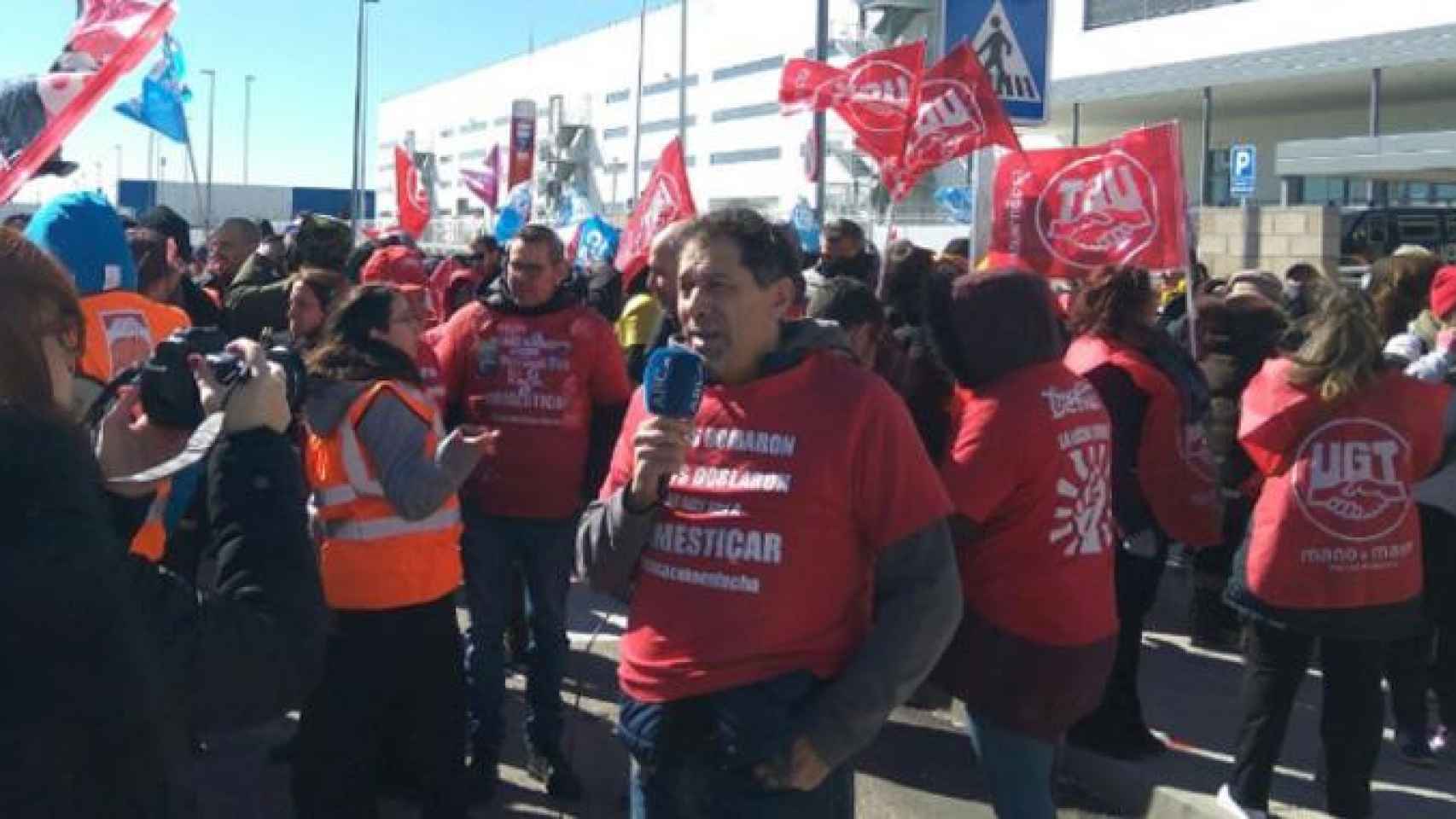 Imagen de archivo de una de las huelgas de trabajadores de Amazon en Madrid a principios de año / TWITTER