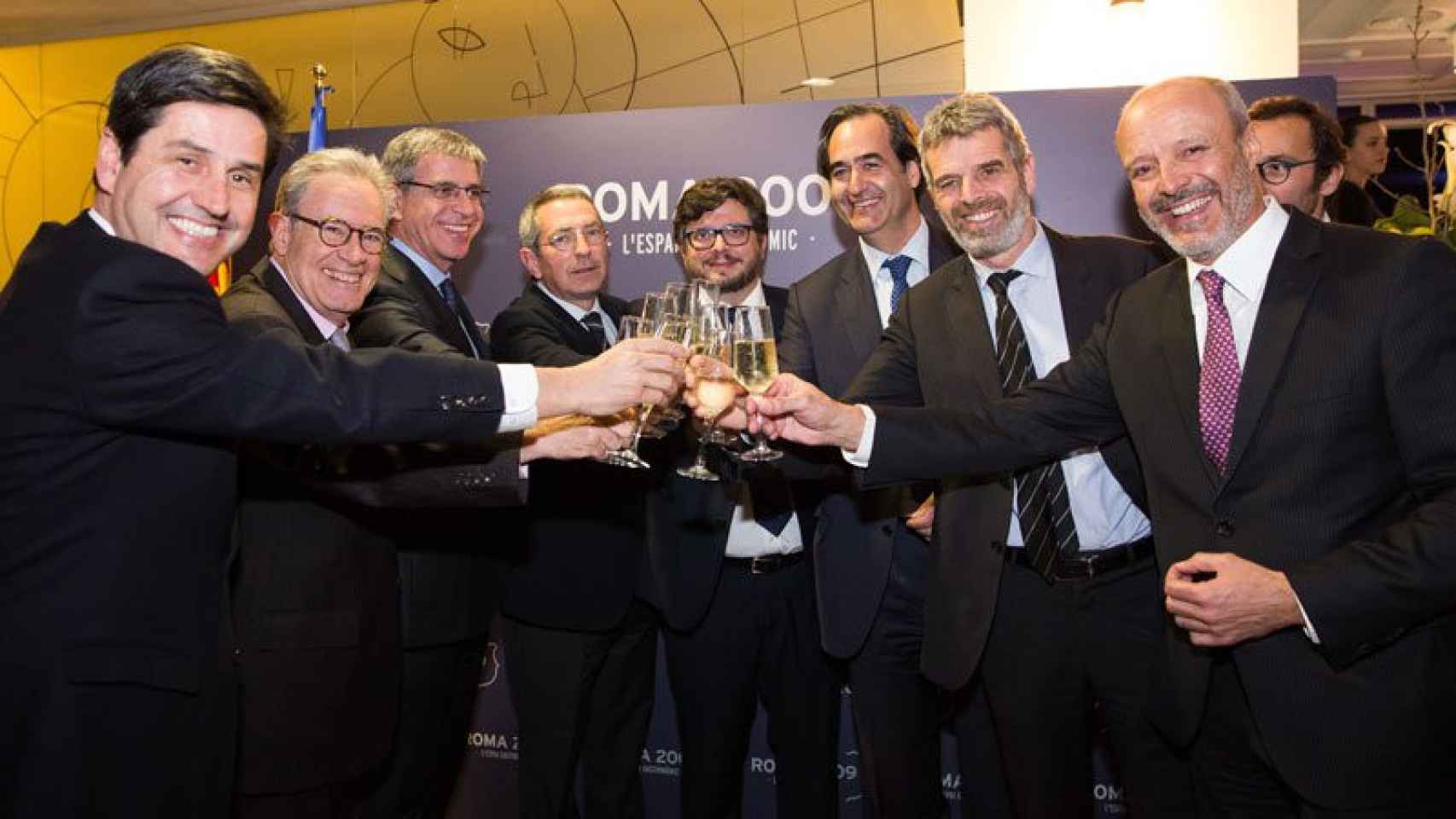 Directivos del Barça, Singularis y Grupo Iglesias en la inauguración del Roma 2009.