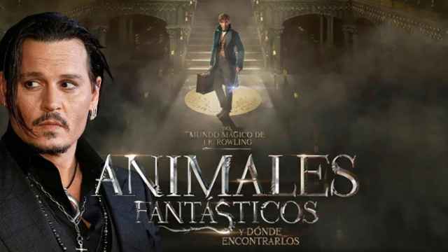 Johnny Depp y cartel de 'Animales fantásticos y dónde encontrarlos'