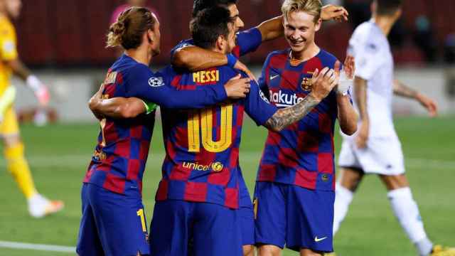 Leo Messi celebrando su gol contra el Nápoles / Redes