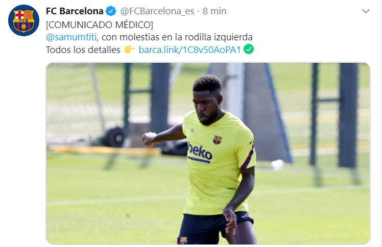 Comunicado del Barça sobre la lesión de Umtiti / FC Barcelona