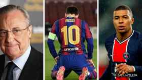 Florentino Pérez, Messi y Mbappé, en un montaje | Culemania