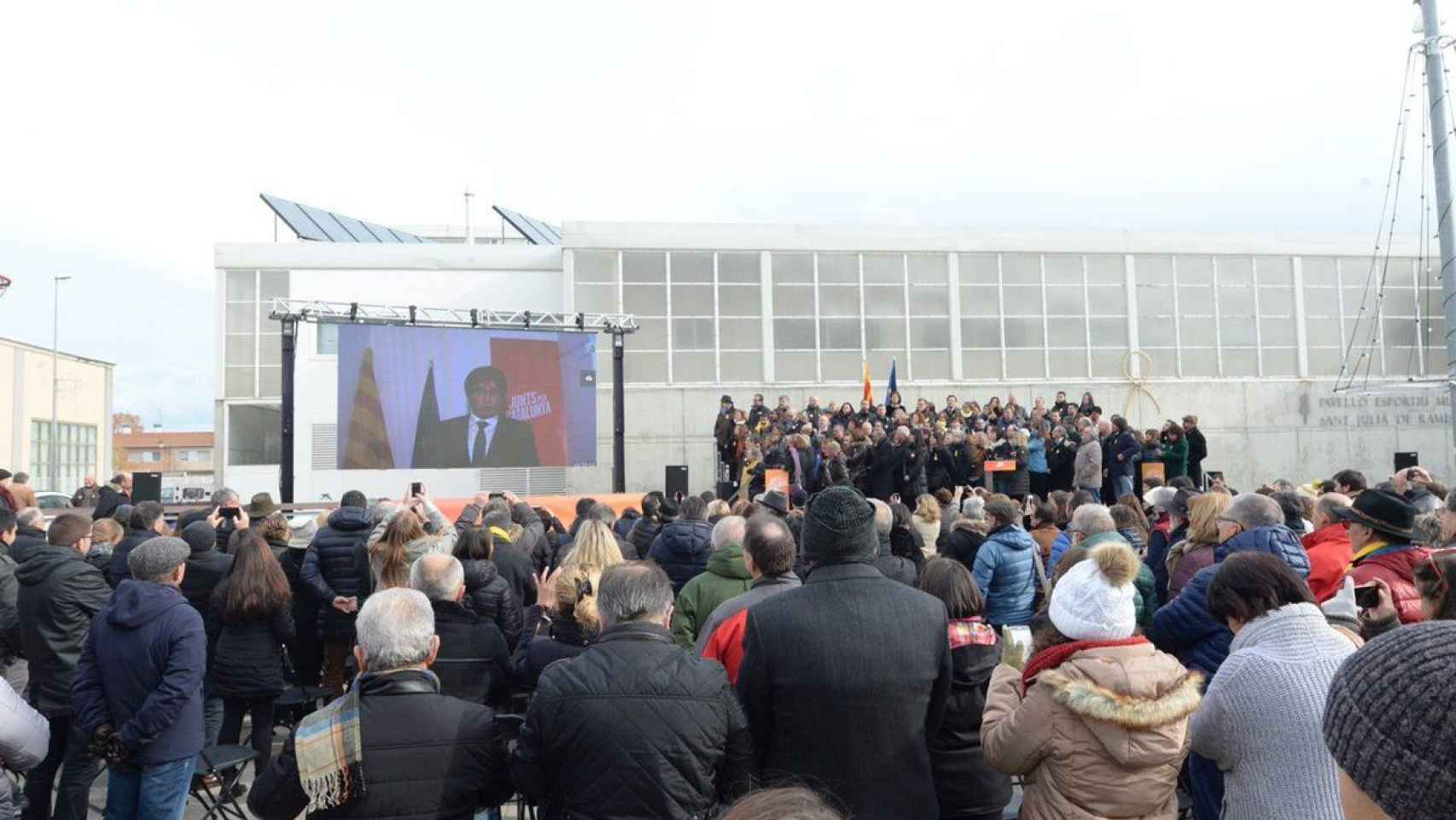 Carles Puigdemont durante su mensaje por videoconferencia a las bases de Junts per Catalunya / CG
