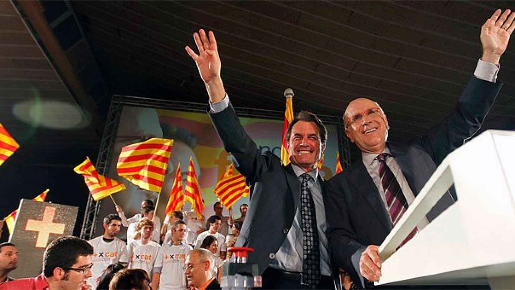 Mas y Duran, durante un acto de campaña electoral de CiU en noviembre de 2011
