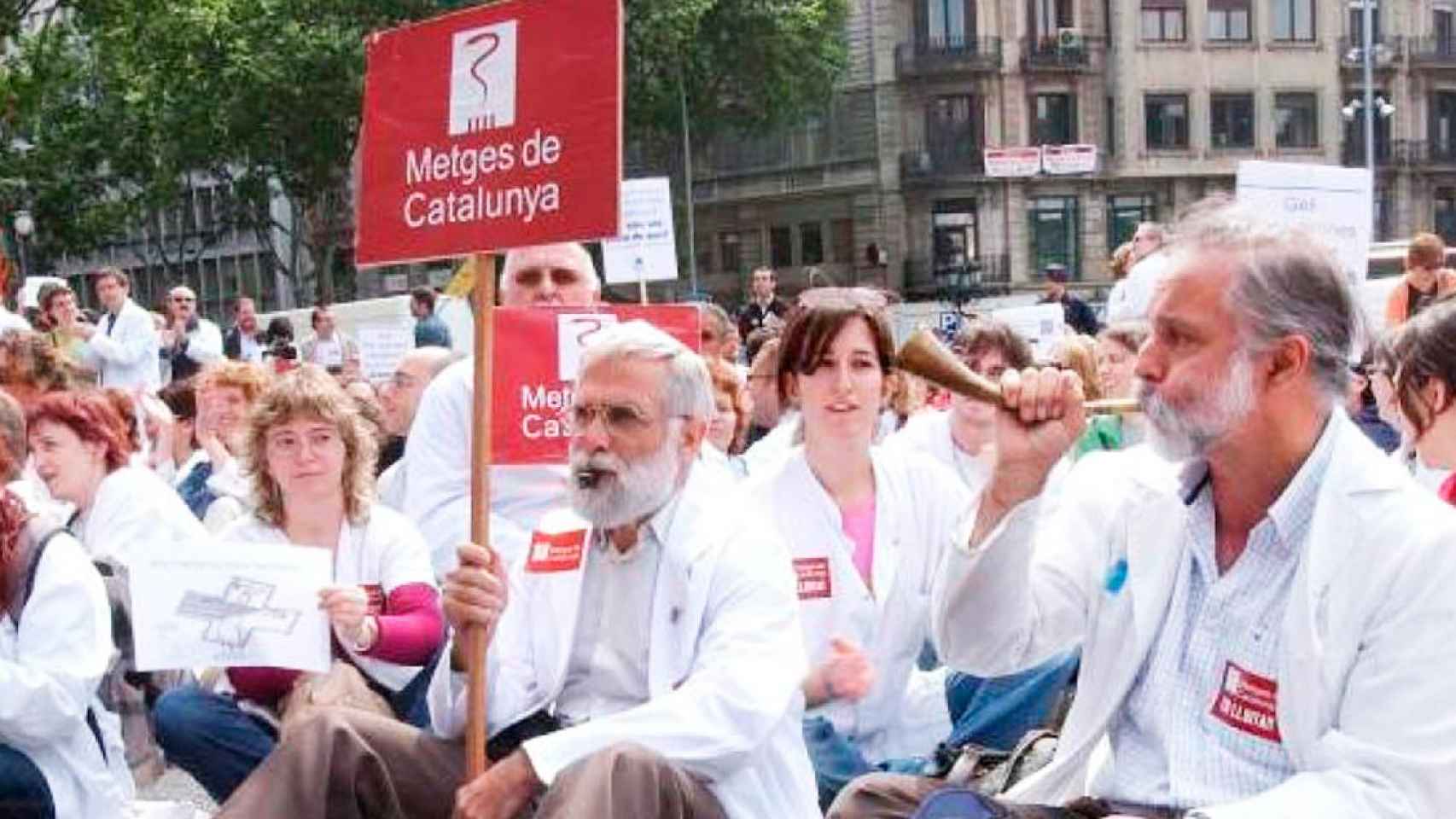 Imagen de una protesta anterior de los médicos en Cataluña / Cedida