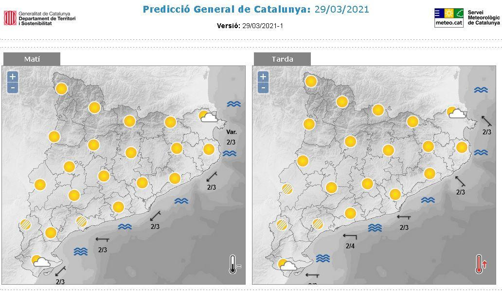 Predicción general para este 29 de marzo en Cataluña / METEOCAT