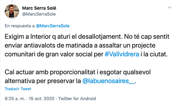 Comentarios del concejal Marc Serra en Twitter / TWITTER