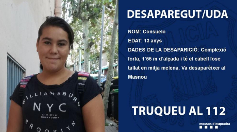 Consuelo, la niña de 13 desaparecida en el Masnou / MOSSOS D'ESQUADRA