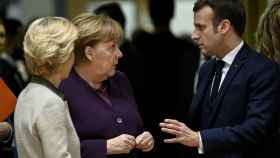La canciller de Alemania, Angela Merkel, y el presidente de Francia, Emmanuel Macron / EP