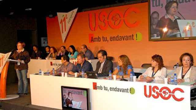 Antonia Gil (i), exsecretaria general de USOC en una imagen de archivo del 11 congreso del tercer sindicato catalán / CG