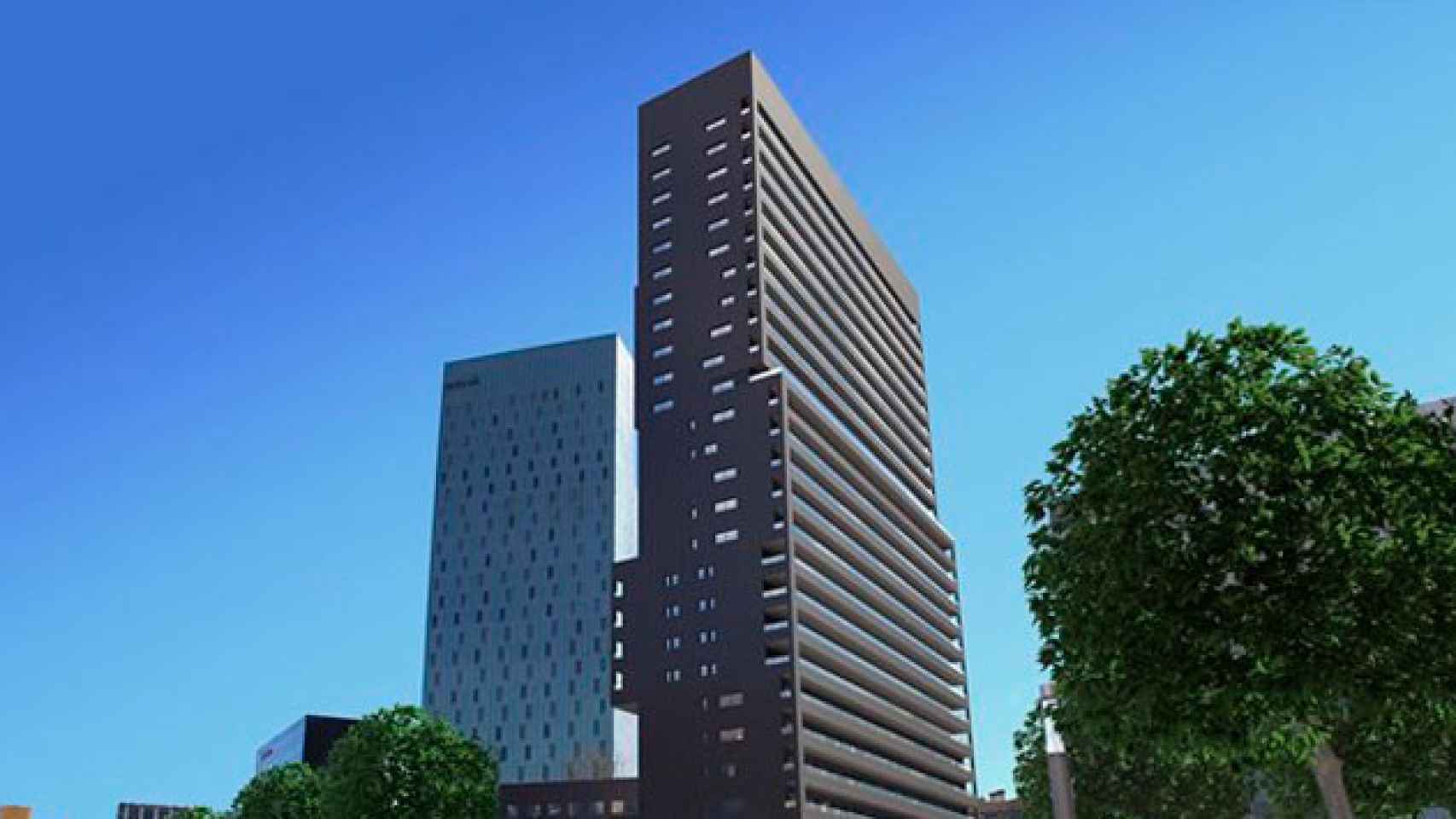 Imagen de la torre de Altamira transformada por Corp en la avenida Diagonal con Pere IV de Barcelona / CG