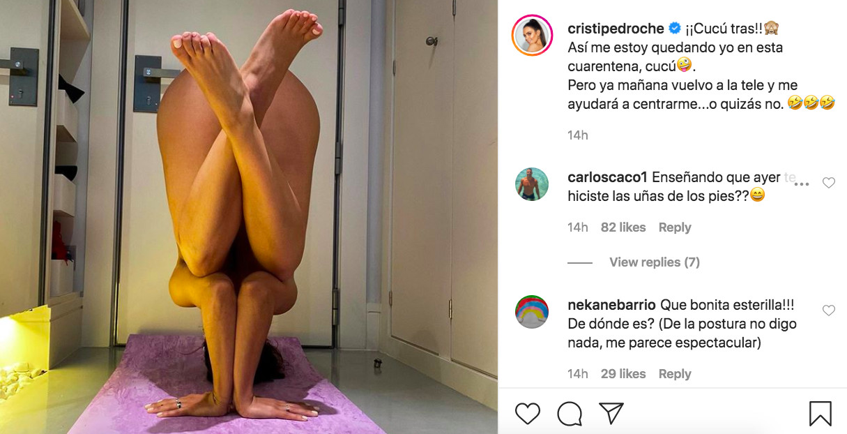 Cristina Pedroche se fotografía desnuda haciendo una postura de yoga / INSTAGRAM