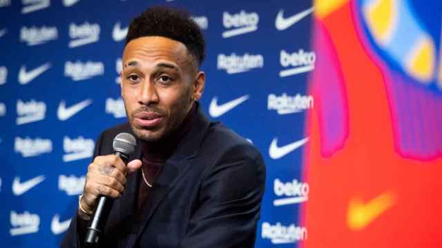 Pierre Emerick Aubameyang, en el día de su presentación como jugador del Barça / FCB