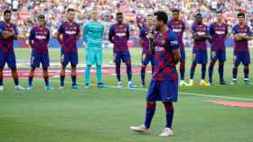 Messi y otros jugadores de la plantilla en la previa de un partido en el Camp Nou /REDES