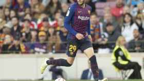 Una foto de Abel Ruiz en su debut con el Barça en el Camp Nou / FCB