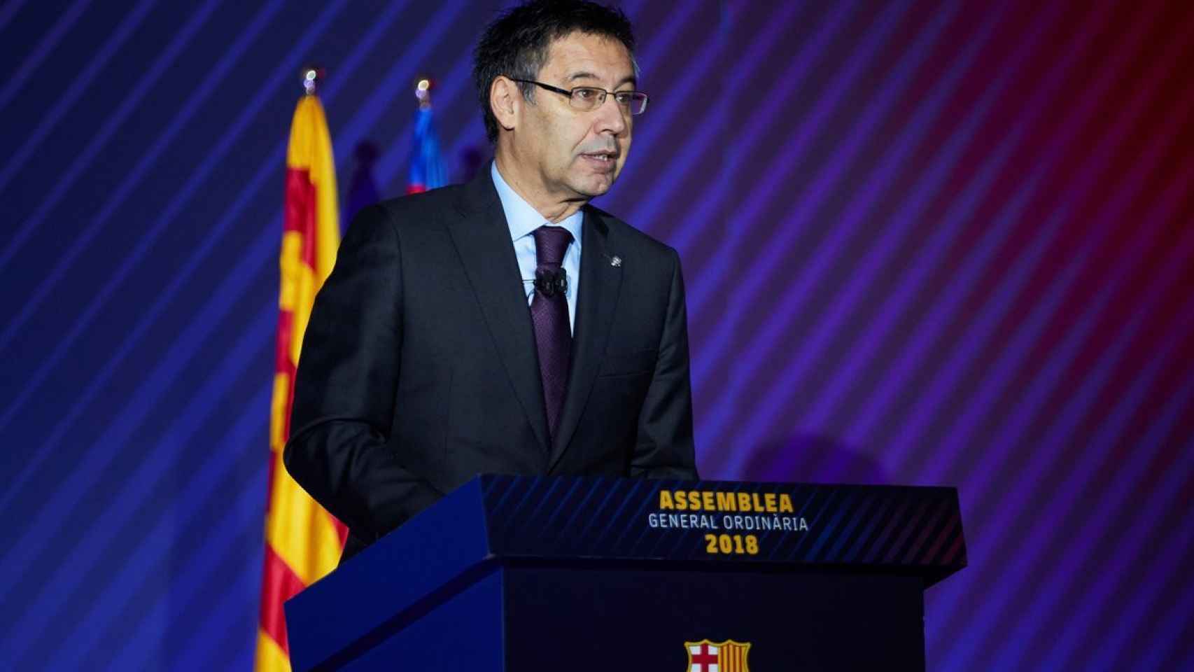 Josep Maria Bartomeu durante una asamblea del Barça / EFE