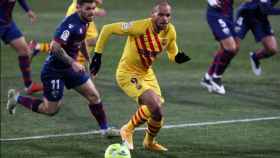 Braithwaite jugando con el Barça contra el Huesca / FC Barcelona