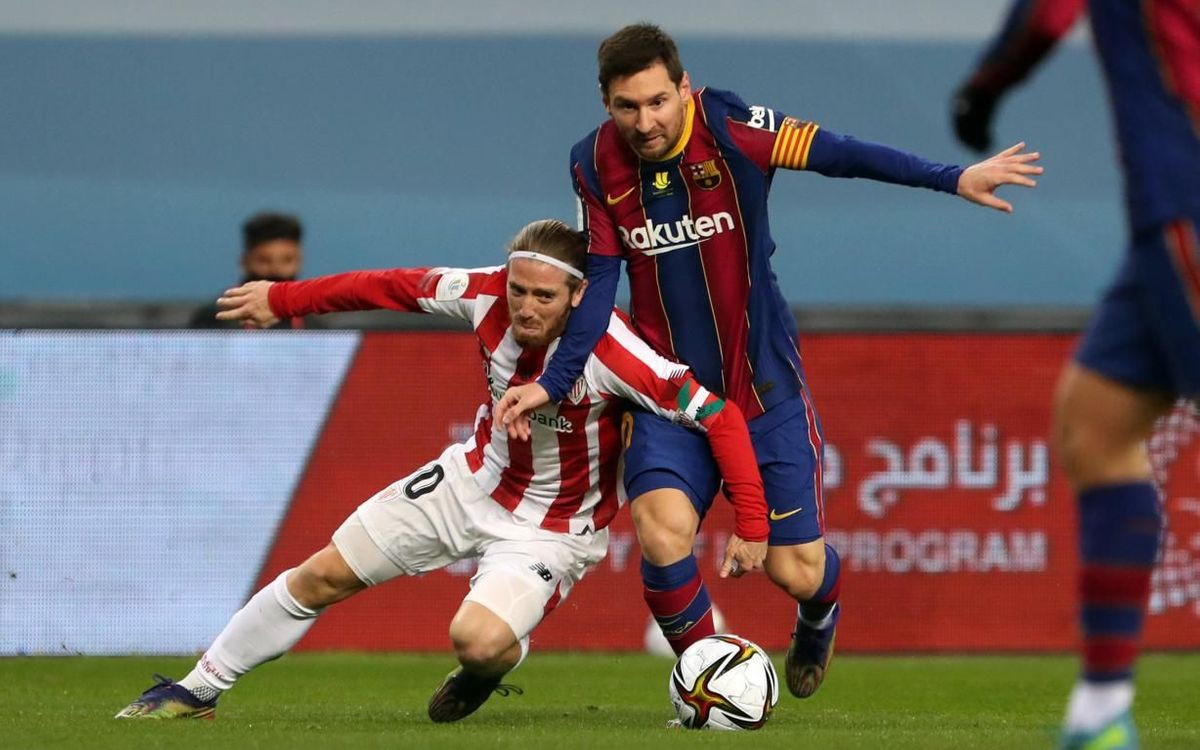 Messi contra Munian en la final de la Supercopa de España en Sevilla ante el Athletic / FC BARCELONA