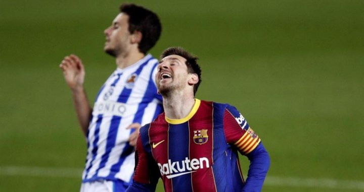 Messi, lamentando una ocasión ante la Real Sociedad | EFE