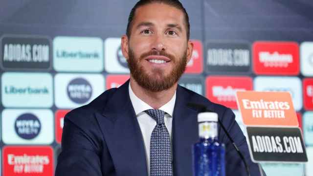 Sergio Ramos, en la rueda de prensa de despedida del Real Madrid / EFE