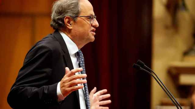 Quim Torra durante su intervención en el debate de política general en el Parlament / EFE