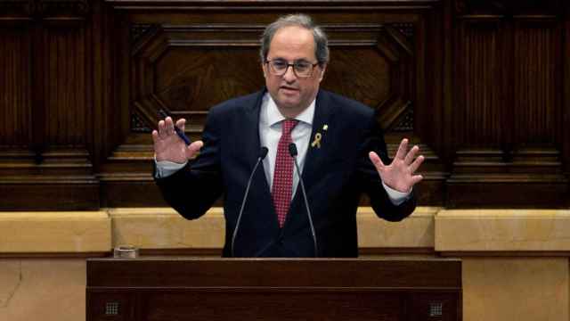 Quim Torra durante una intervención en el Parlament de Cataluña / EFE