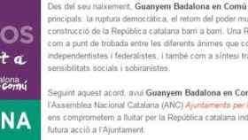 Podemos Badalona apoya a Guanyem Badalona en Comú, que ha firmado el manifiesto secesionista de la ANC