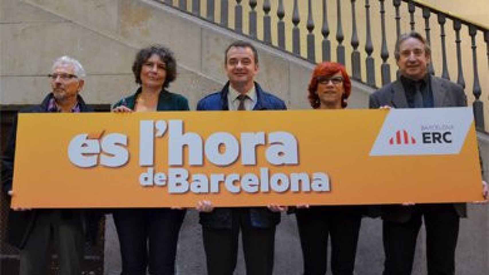 Los candidatos de la lista de ERC a las municipales en Barcelona Santiago Vidal (último), Montse Benedí (3), Alfred Bosch (cabeza de lista), Trini Capdevila (4) y Juanjo Puigcorbé (2)