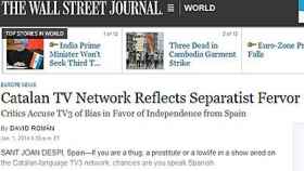Artículo de 'The Wall Street Journal' sobre el sesgo nacionalista de TV3