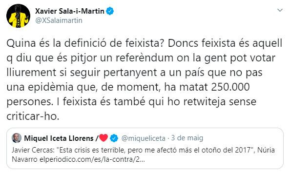 Sala i Martín llama fascistas a Iceta y Cercas