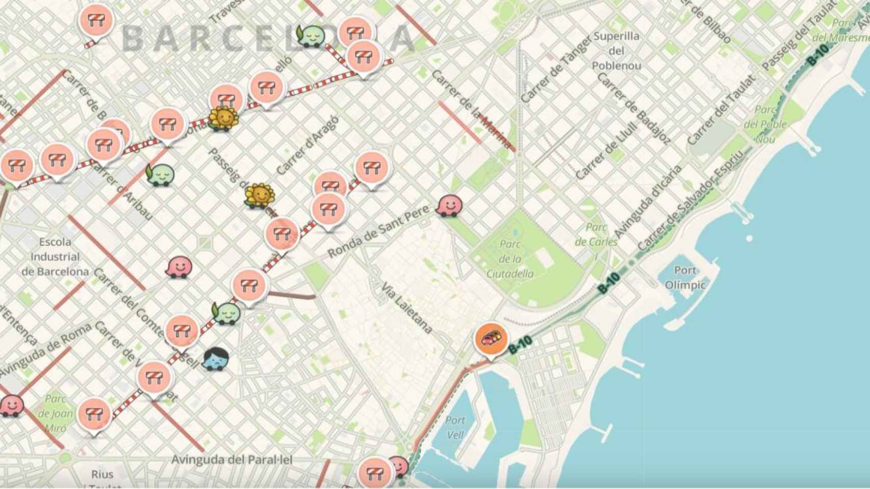 El tráfico en Barcelona, según al app Waze