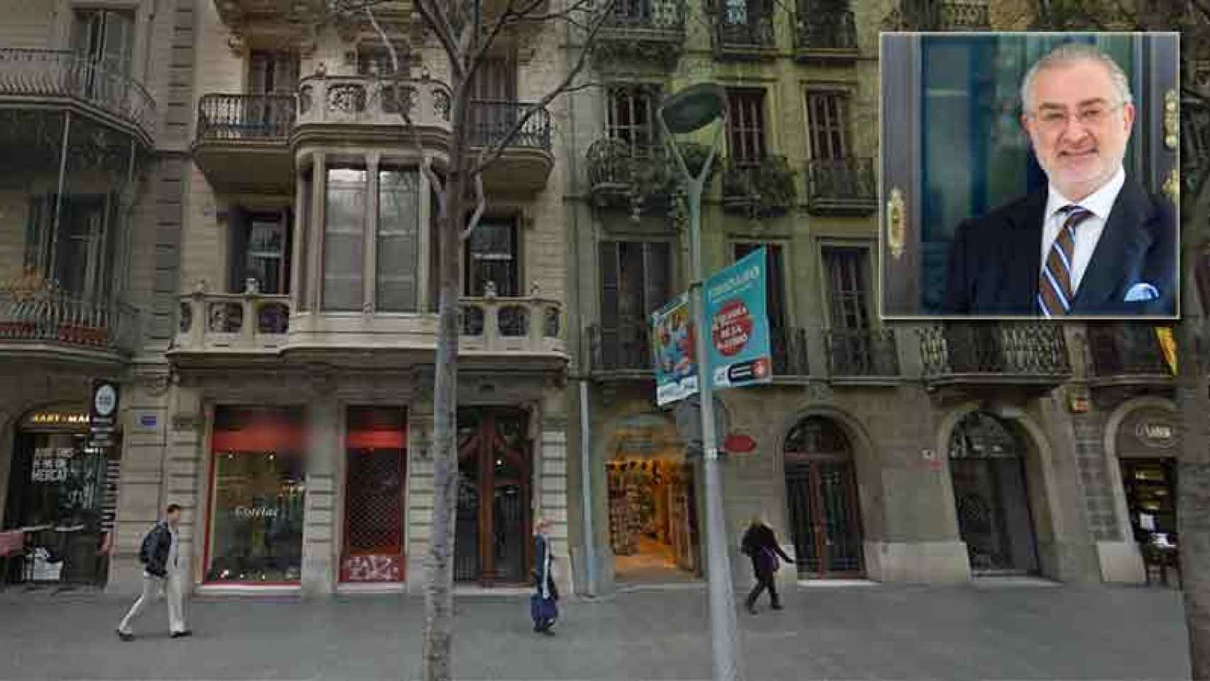 Jesús de Alfonso en la imagen pequeña. Imagen de la sede del Tribunal Arbitral de Barcelona en la calle Valencia de Barcelona / CG