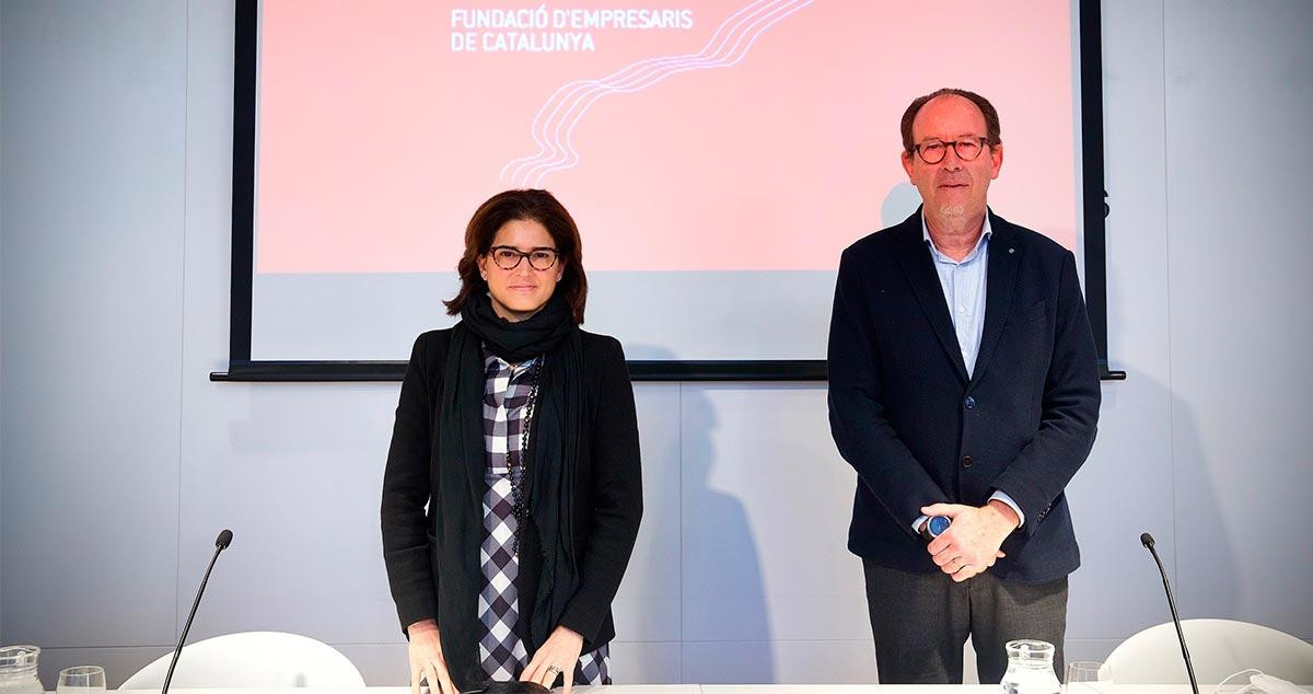 La presidenta de la fundación FemCat, Elena Massot, y el responsable del 'Observatori dels Idiomes', David Marín / FEMCAT