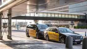 Imagen de dos vehículos de Taxi Class Barcelona en el aeropuerto Josep / CG