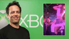 Phil Spencer, máximo directivo de Xbox, e imagen de la fiesta que ha desatado la polémica