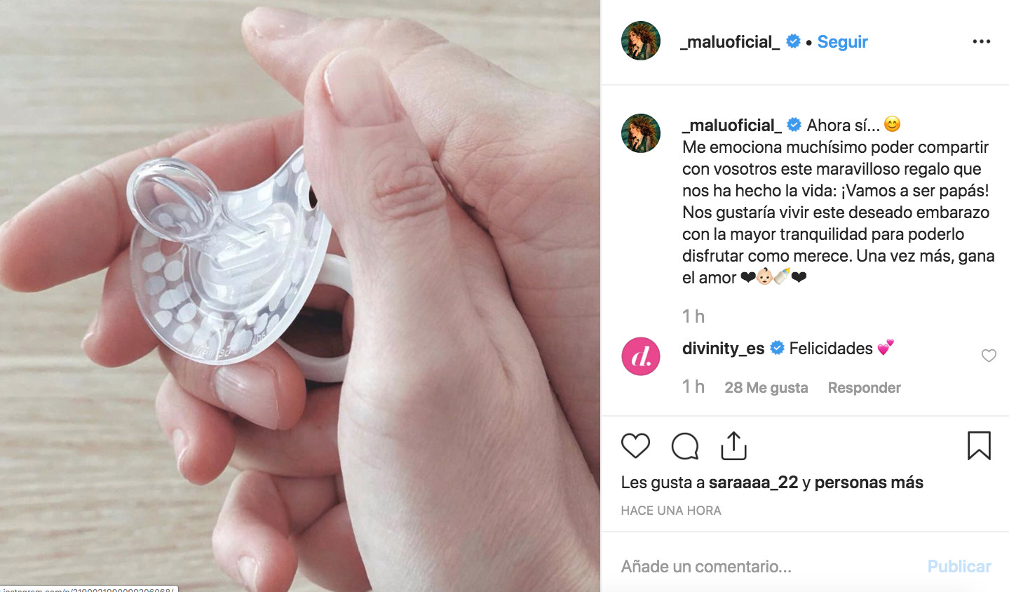 Malú anuncia en redes sociales que está embarazada de Albert Rivera / INSTAGRAM