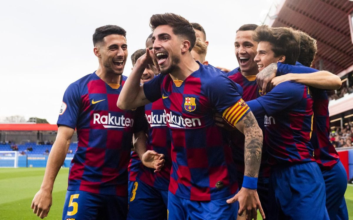 Los jugadores del Barça B, celebrando un gol contra el Llagostera | FCB