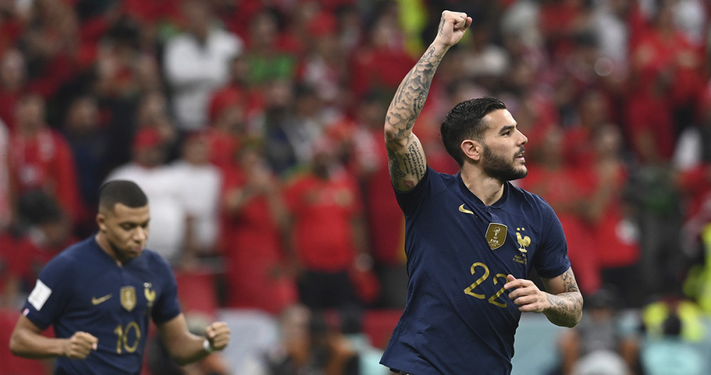Theo Hernández celebra el gol de la apertura contra Francia / EFE