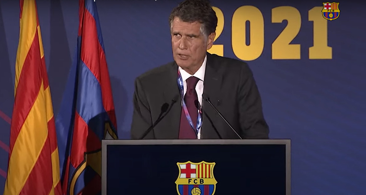 Jaume Guardiola, durante la asamblea de socios compromisarios del Barça / FCB