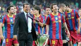 Laporta y Messi levantaron juntos la Liga de 2010 / EFE