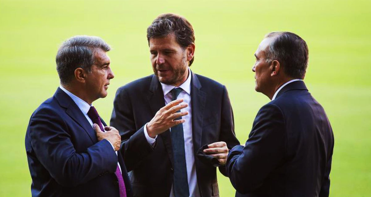 Joan Laporta, Mateu Alemany y Rafa Yuste, reunidos para el mercado de fichajes del Barça/ FCB