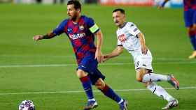 Messi en un partido de la pasada Champions / EFE
