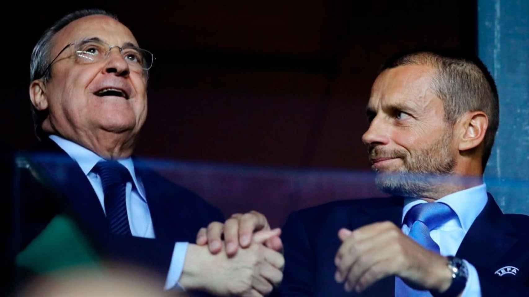 Florentino Pérez, junto al presidente de la UEFA Aleksander Ceferin | EFE
