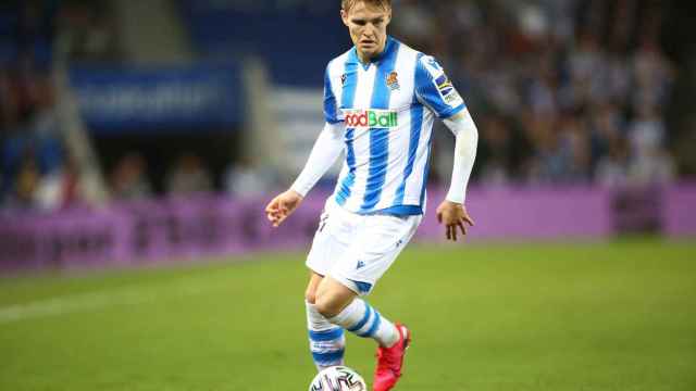 Martin Odegaard en un partido del Real Madrid con la Real Sociedad / EFE