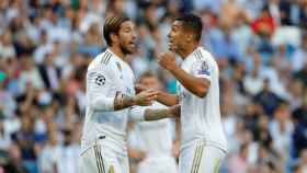 Una foto de Sergio Ramos y Casemiro durante el Real Madrid - Brujas / EFE