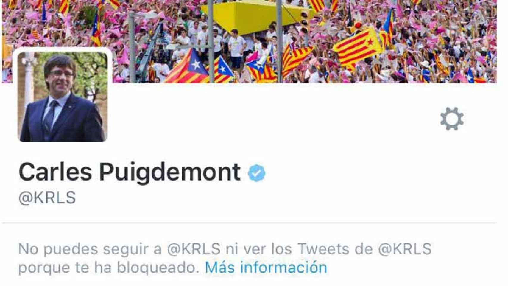 La cuenta de Twitter del presidente Carles Puigdemont bloquea a determinados usuarios. / CG