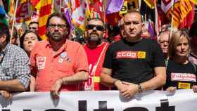 El secretario general de los sindicatos UGT en Cataluña, Camil Ros, y el de CCOO, Javier Pacheco / EUROPA PRESS