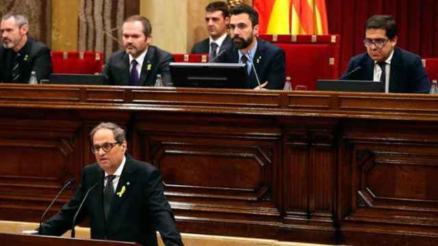 Quim Torra, durante su intervención ante el pleno del Parlament / EFE