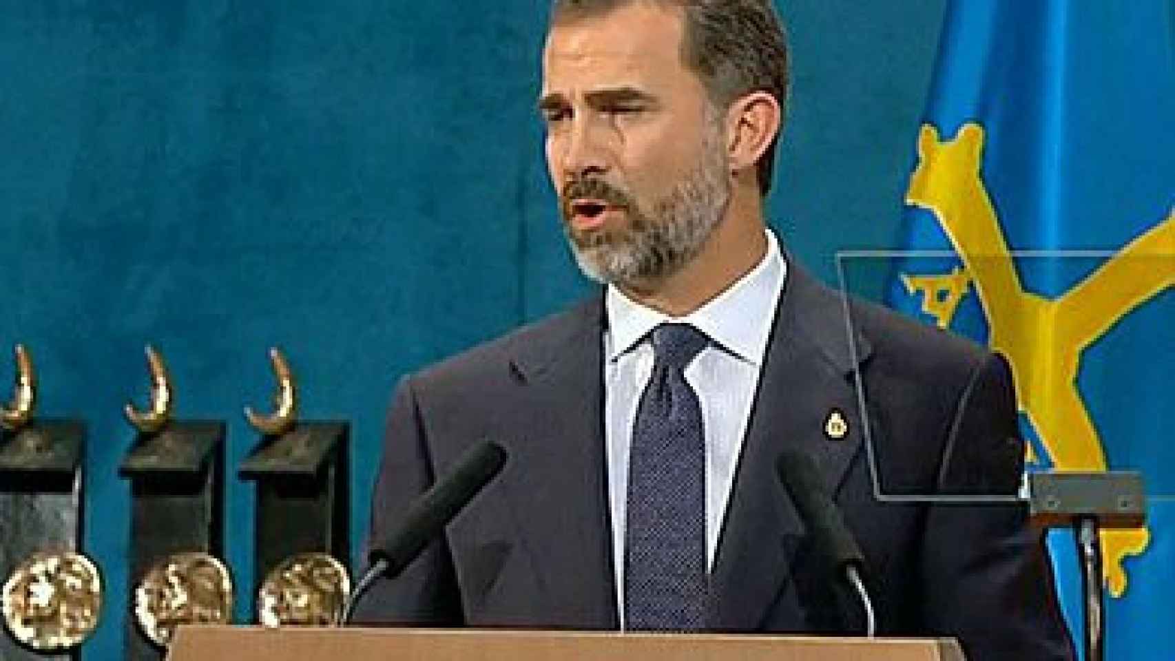 El Príncipe Felipe, durante su discurso en la ceremonia de entrega de los Premios Príncipe de Asturias 2013