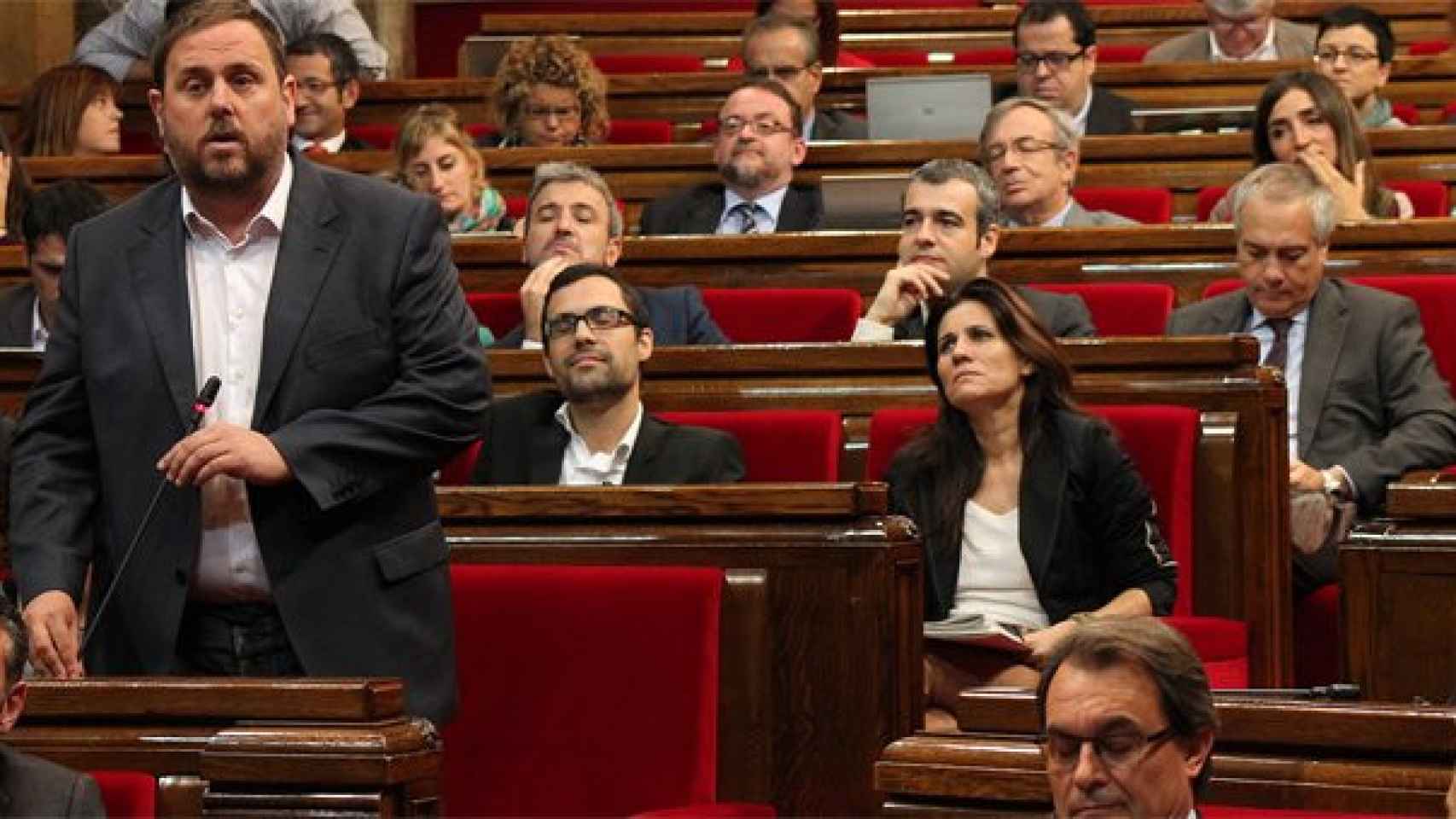 Oriol Junqueras, durante la sesión de control al Gobierno autonómico